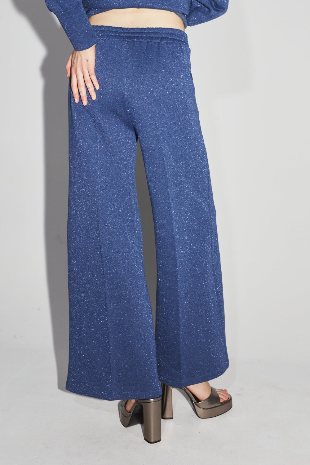Le Pantalon Neil En Jersey Lurex Bleu
