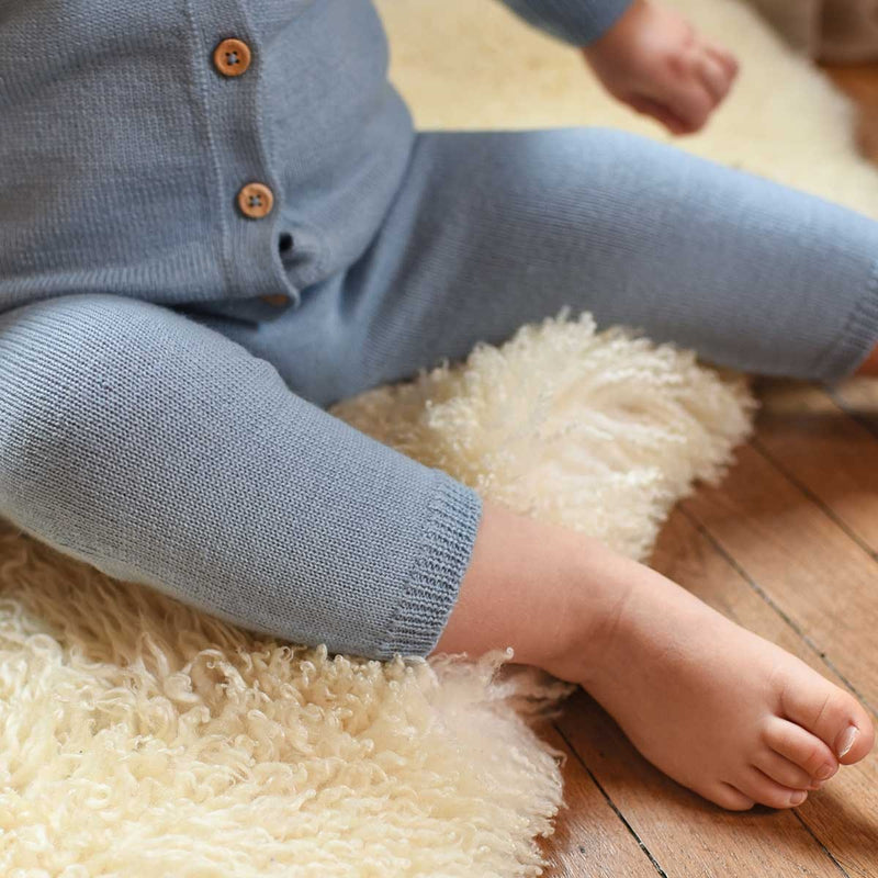 Pantalon Léandre Tricot Bleu Chiné 100% Laine - Bébé