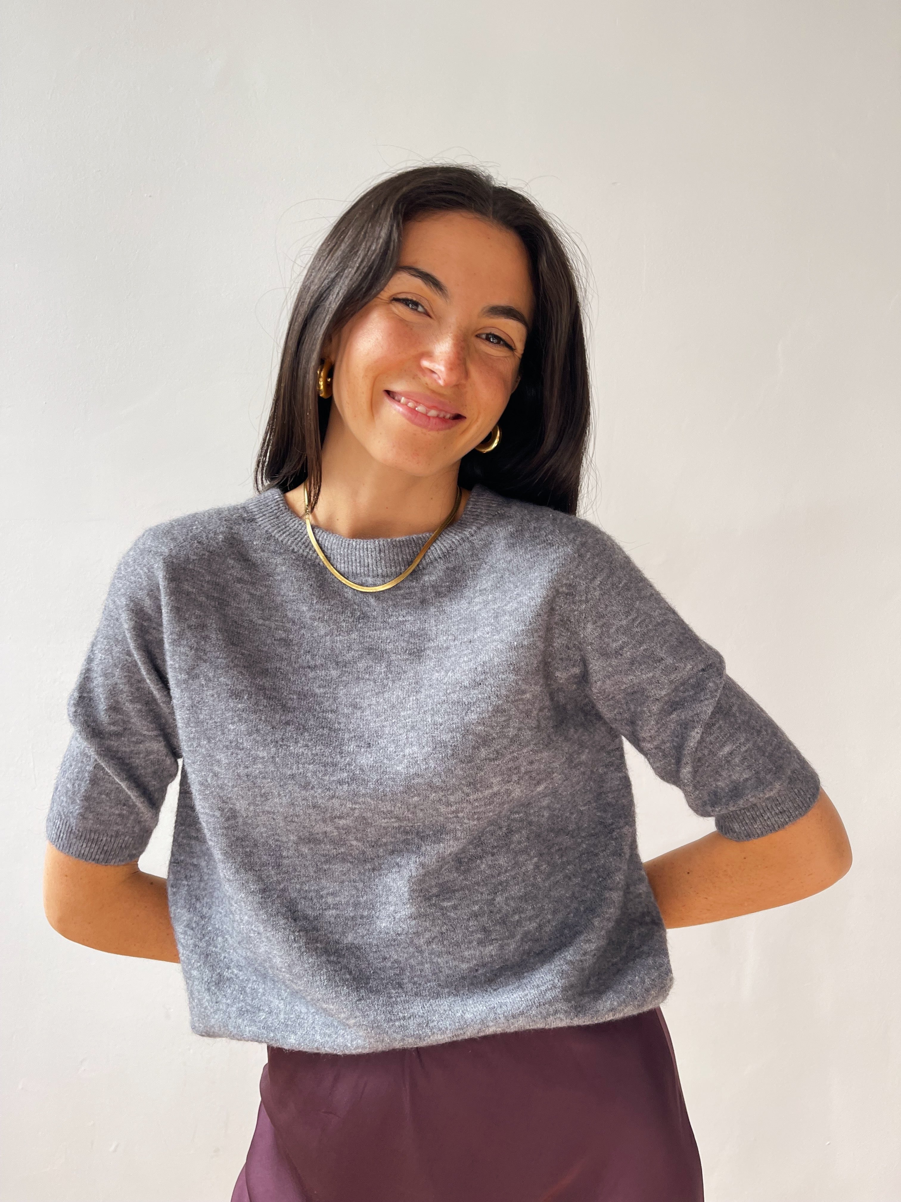 Gray Knitted T-Shirt