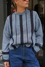Margaux Navy Check Blouse