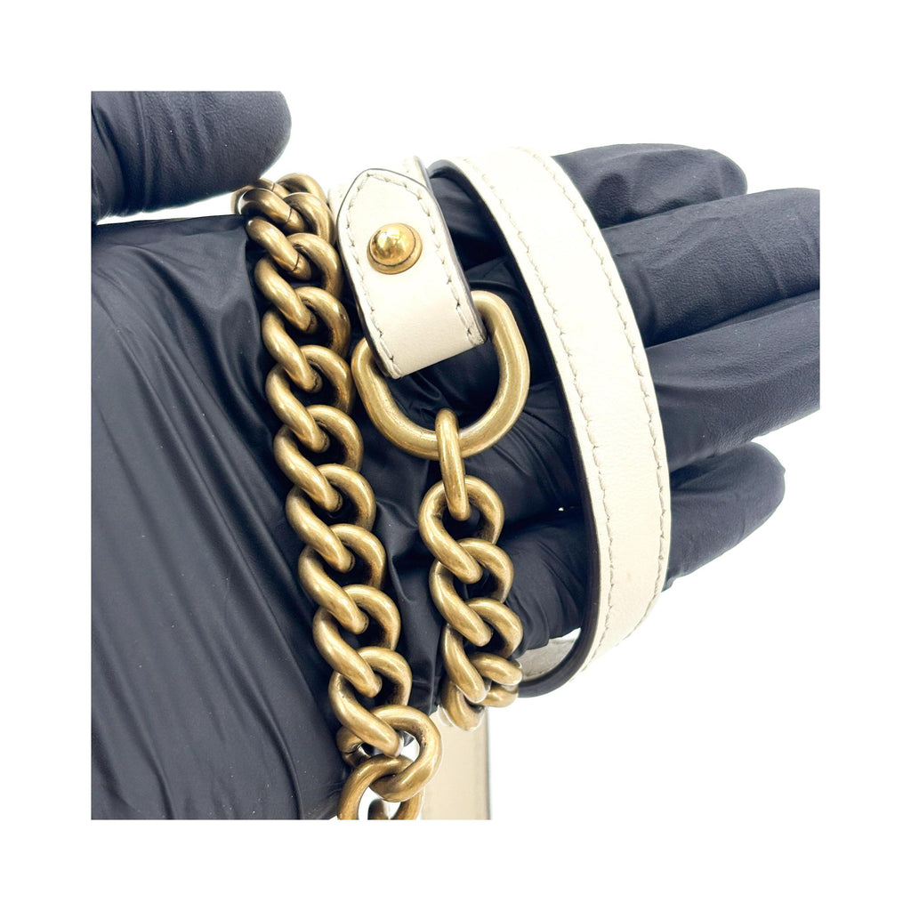 Sac À Main Gucci Gg Marmont Top Handle Flap Small Cuir - Blanc