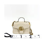 Sac À Main Gucci Gg Marmont Top Handle Flap Small Cuir - Blanc