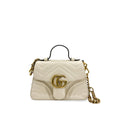 Sac À Main Gucci Gg Marmont Top Handle Flap Small Cuir - Blanc