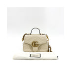 Sac À Main Gucci Gg Marmont Top Handle Flap Small Cuir - Blanc