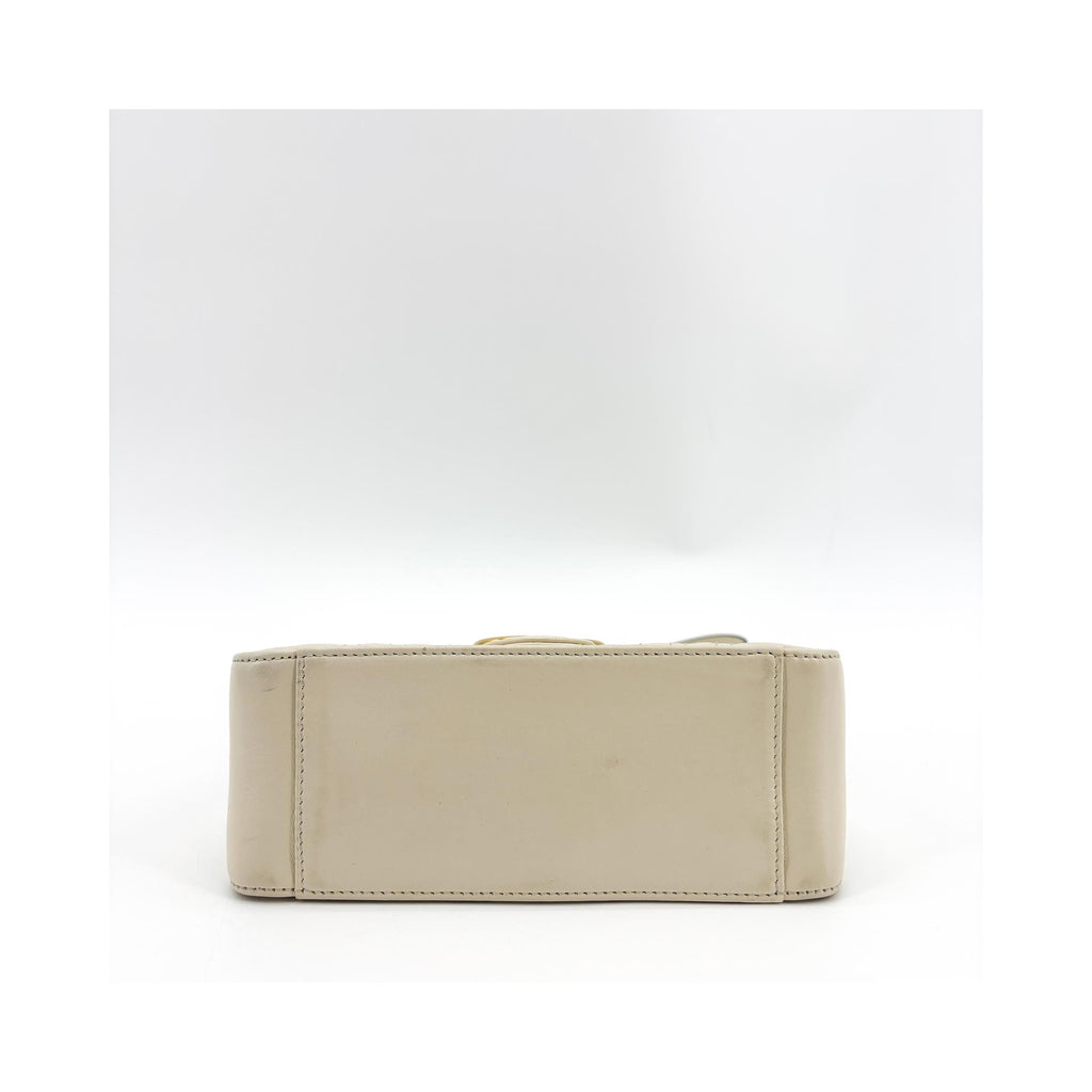 Sac À Main Gucci Gg Marmont Top Handle Flap Small Cuir - Blanc