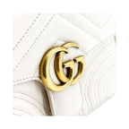 Sac À Main Gucci Gg Marmont Top Handle Flap Small Cuir - Blanc