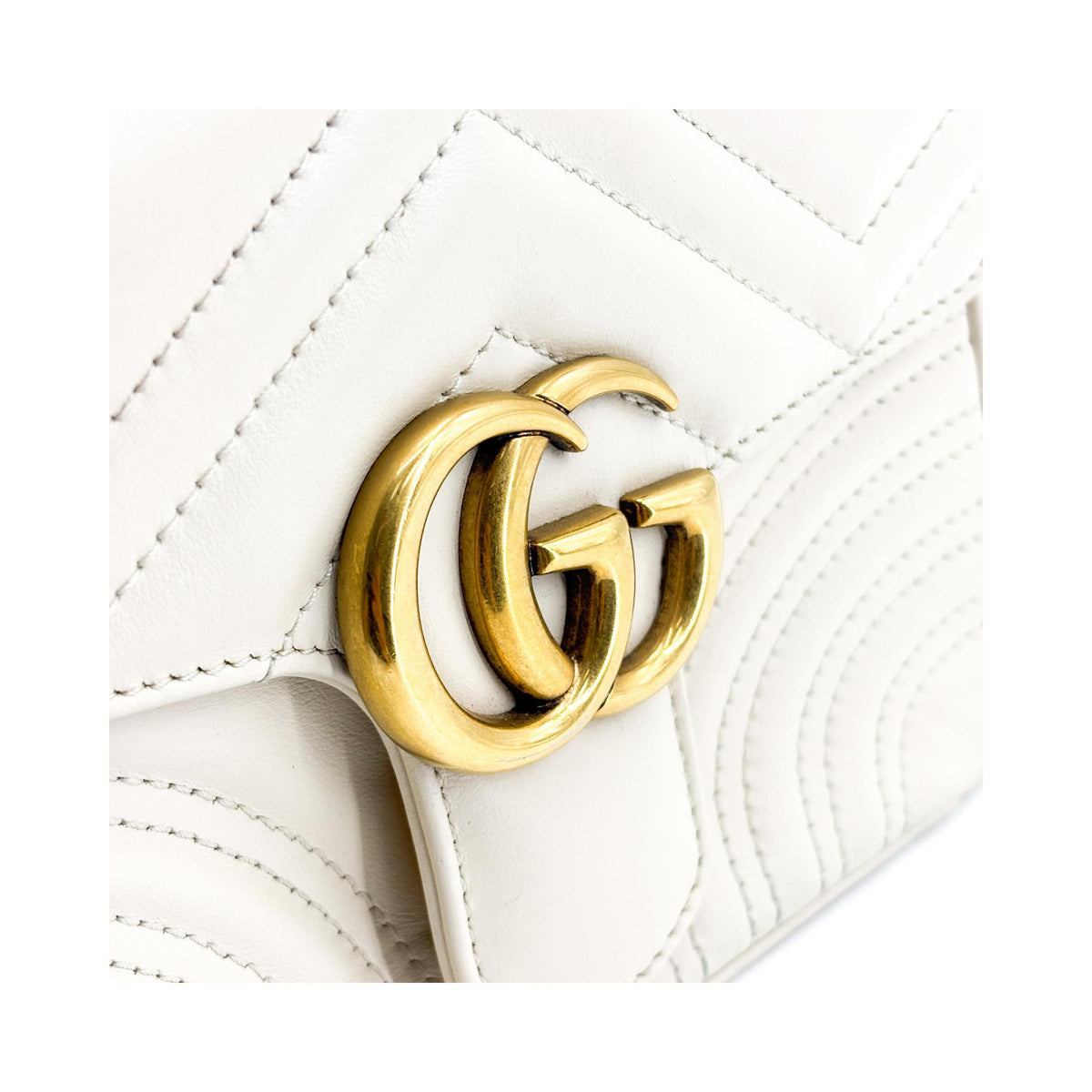 Sac À Main Gucci Gg Marmont Top Handle Flap Small Cuir - Blanc
