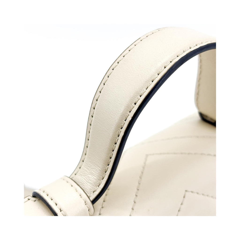 Sac À Main Gucci Gg Marmont Top Handle Flap Small Cuir - Blanc