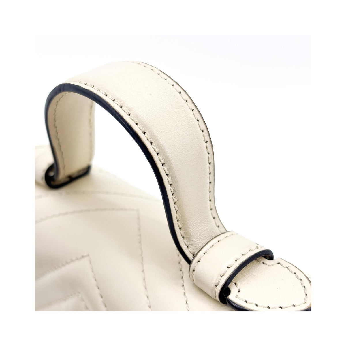 Sac À Main Gucci Gg Marmont Top Handle Flap Small Cuir - Blanc
