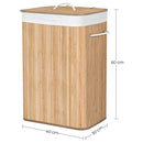 Panier À Linge Pliable En Bambou Avec 3 Poignées