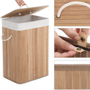 Panier À Linge Pliable En Bambou Avec 3 Poignées