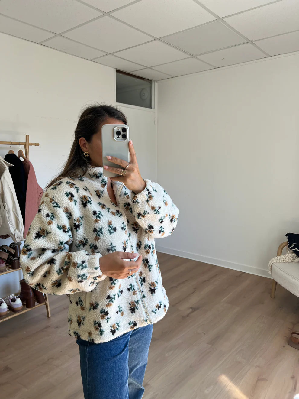 Chaqueta de Borreguito con Flores Eva