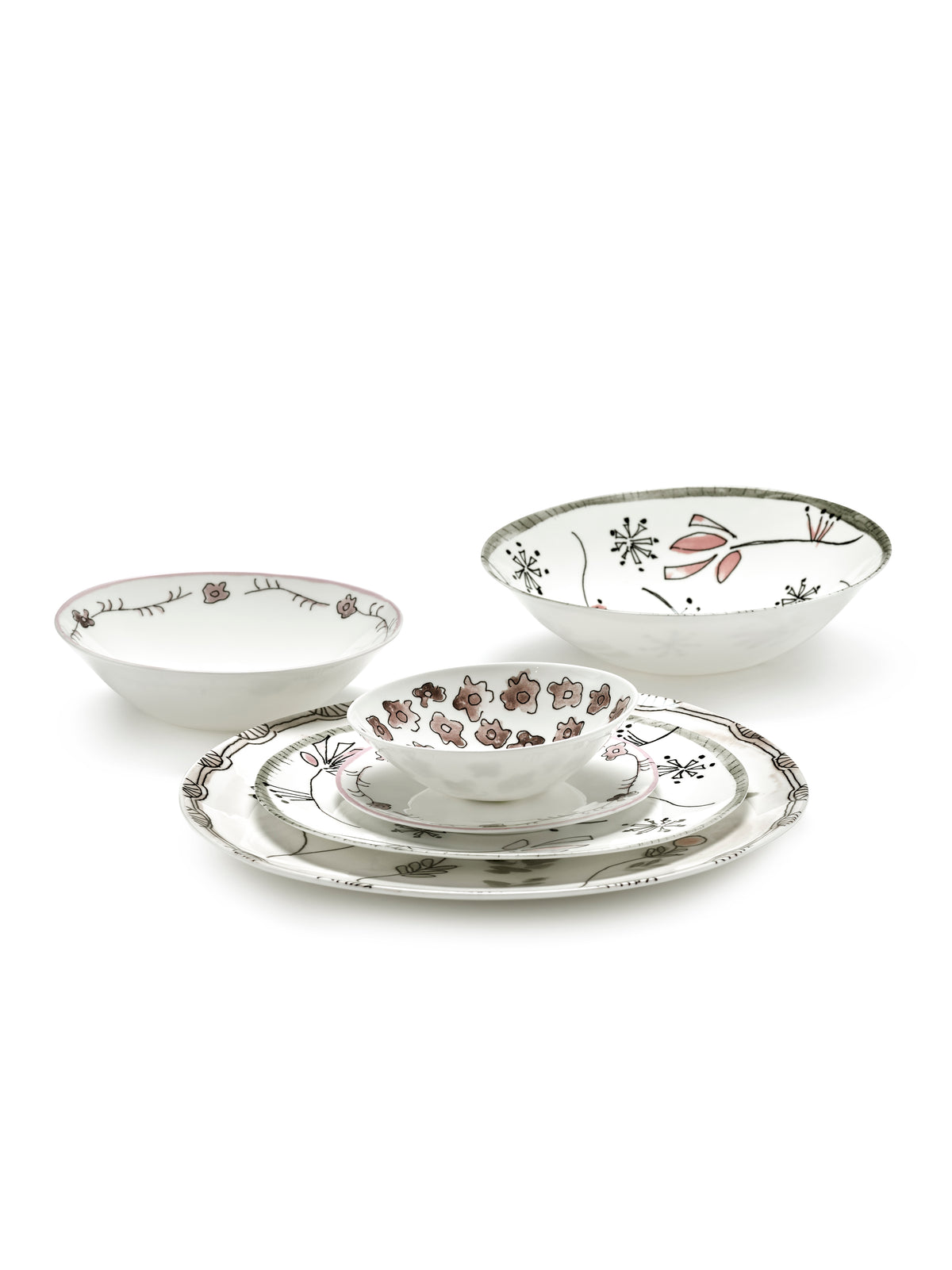 Midnight Flowers - Lot De 2 Bols Bas - S - Porcelaine Bone China - Foncé Viola