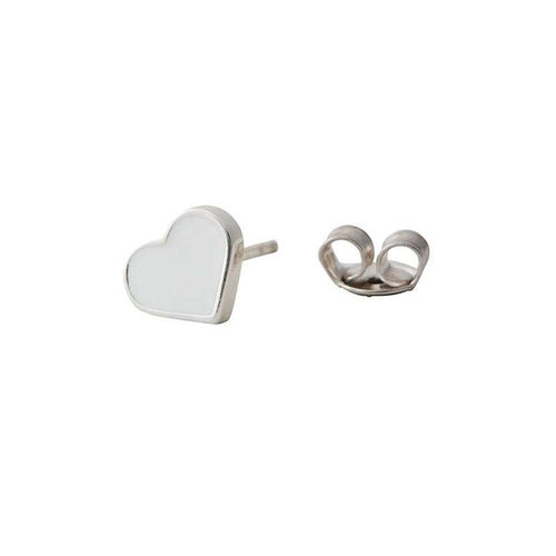 Boucle D'Oreille - Heart - 1 Pièce - Blanc Et Argent