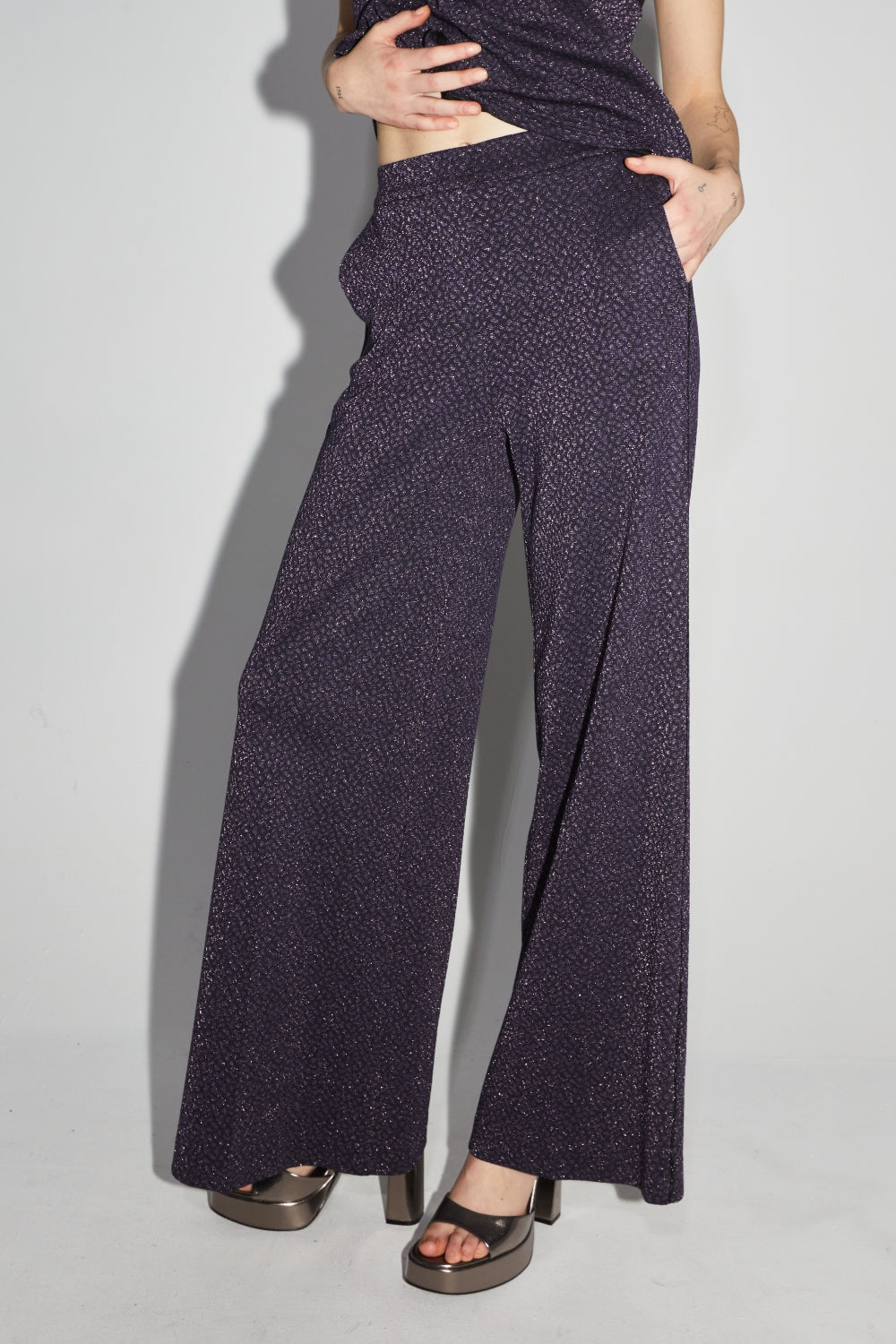 Le Pantalon Charlie En Tricot Léo Mauve