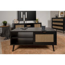 Table Basse 1 Porte 2 Niches Impression Cannage - Villa - Noir