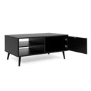 Table Basse 1 Porte 2 Niches Impression Cannage - Villa - Noir