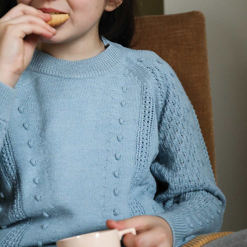 Pull Malo Tricot Bleu Chiné 100% Laine - Enfant