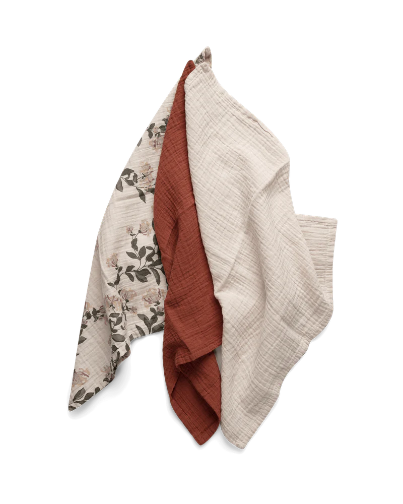 3-Piece Muslin Cloth Set - Honeysuckle