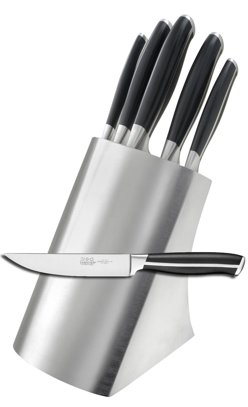 Bloque de cuchillos Glasgow de acero inoxidable con 5 cuchillos Júpiter