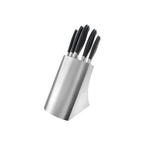 Bloque de cuchillos Glasgow de acero inoxidable con 5 cuchillos Júpiter