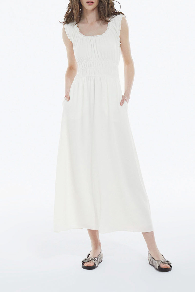 Robe Écrue Habillée Longue Décolletée - Femme