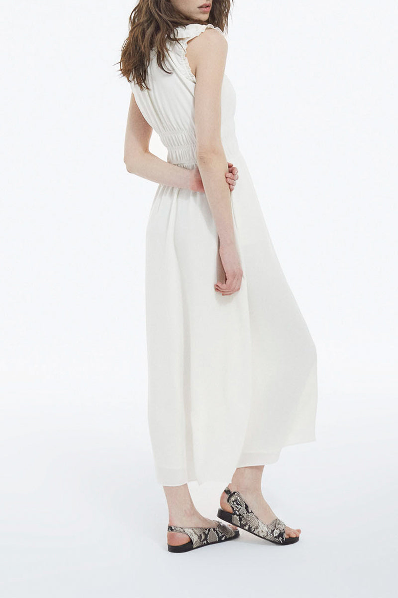 Robe Écrue Habillée Longue Décolletée - Femme