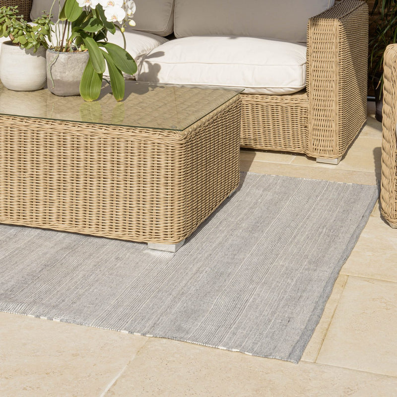 Quentin - Tapis D'Extérieur - Polyéthylène - Gris/Blanc