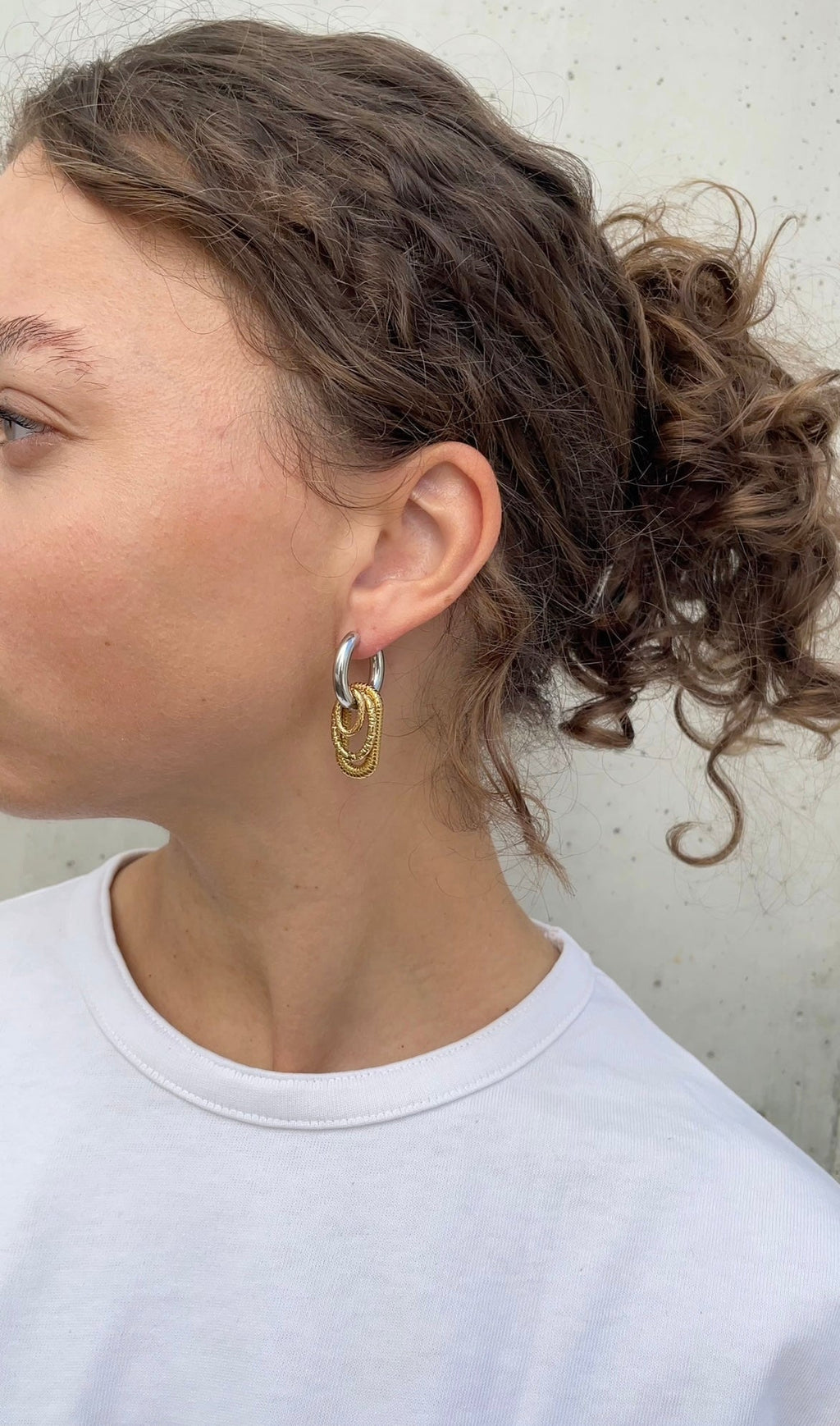 Multiple Oval X Hoop Earrings