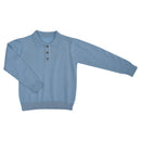 Pull Polo Gustave Tricot Bleu Chiné 100% Laine - Enfant