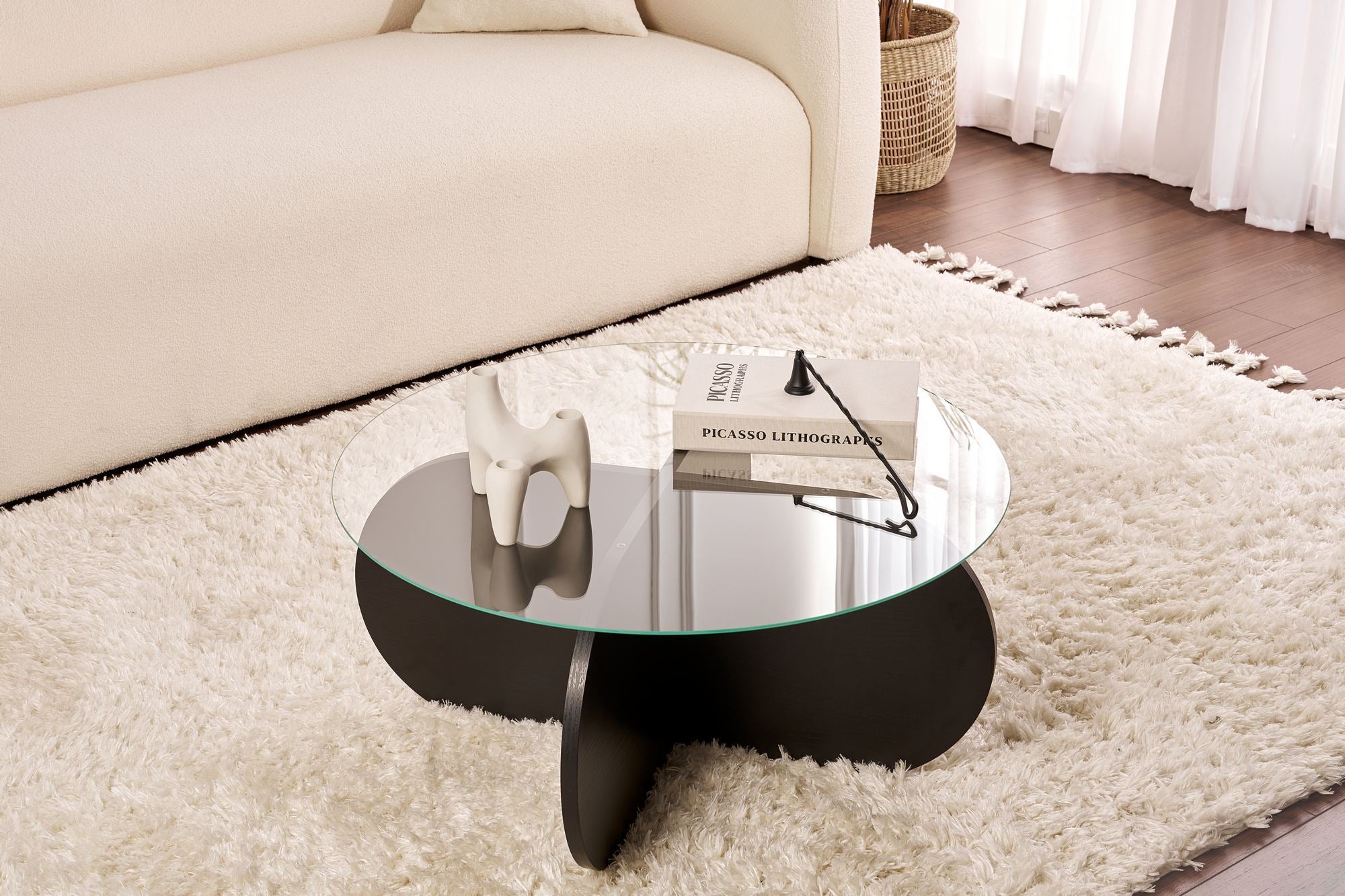 Aeris - Coffee Table - Black Wood/Clear
