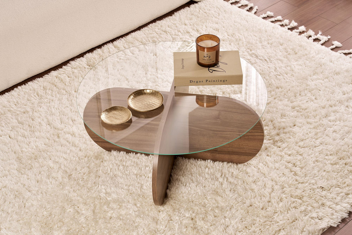 Aeris - Coffee Table - Venezia Walnut/Transparent