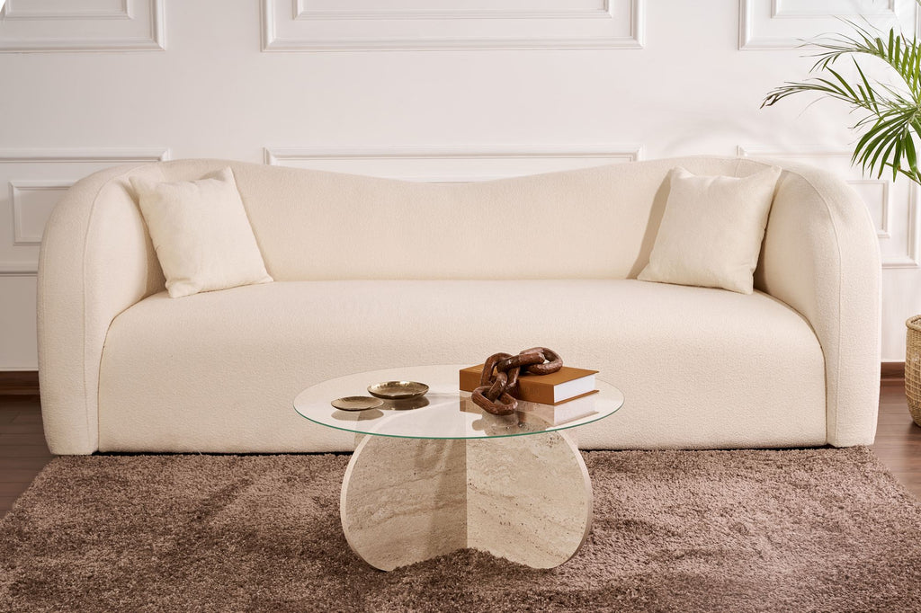 Aeris - Coffee Table - Travertine/Transparent