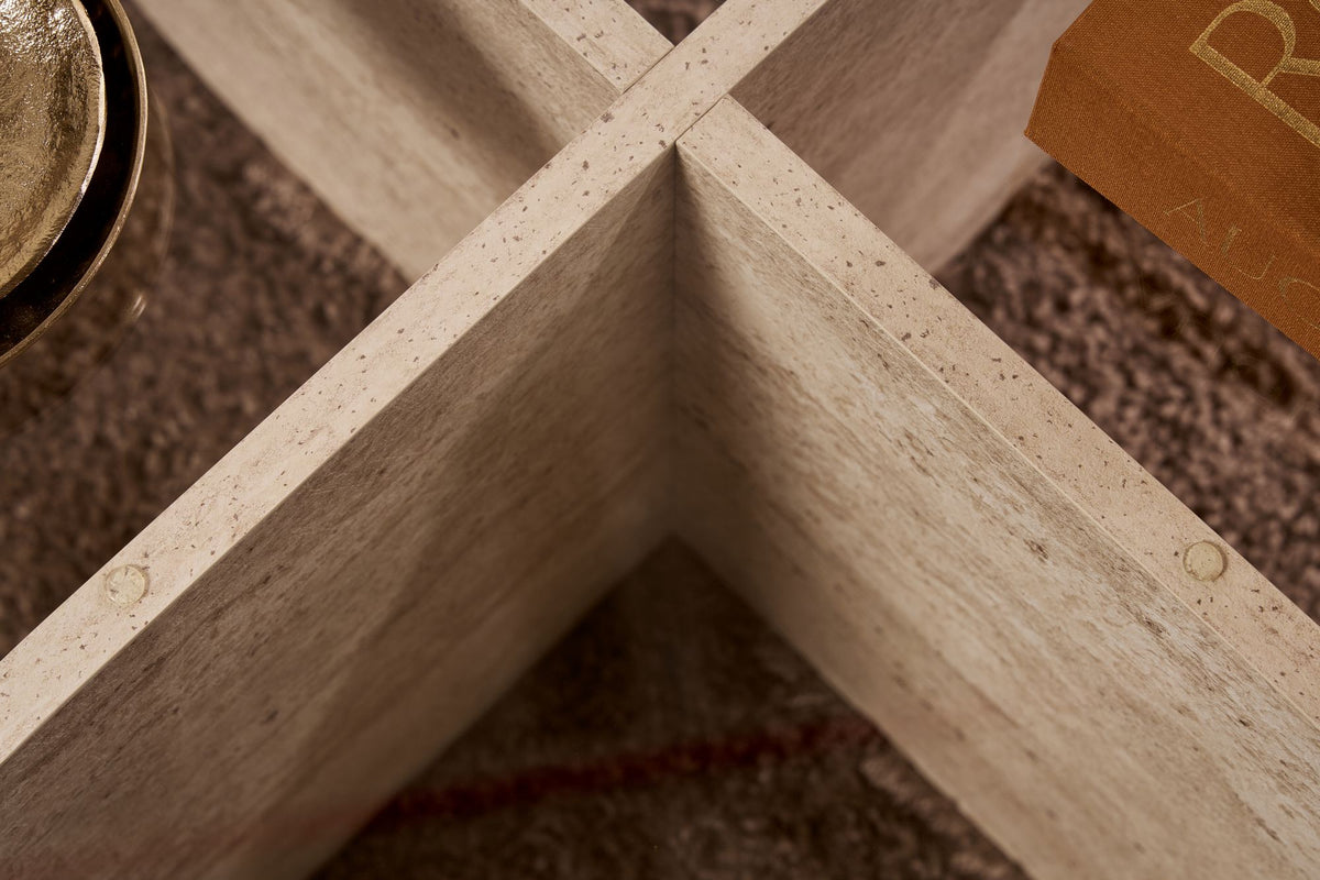 Aeris - Coffee Table - Travertine/Transparent