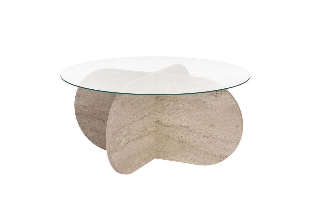 Aeris - Coffee Table - Travertine/Transparent