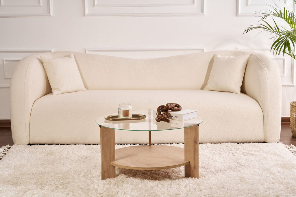 Clara - Coffee Table - Sapphire Oak/Clear
