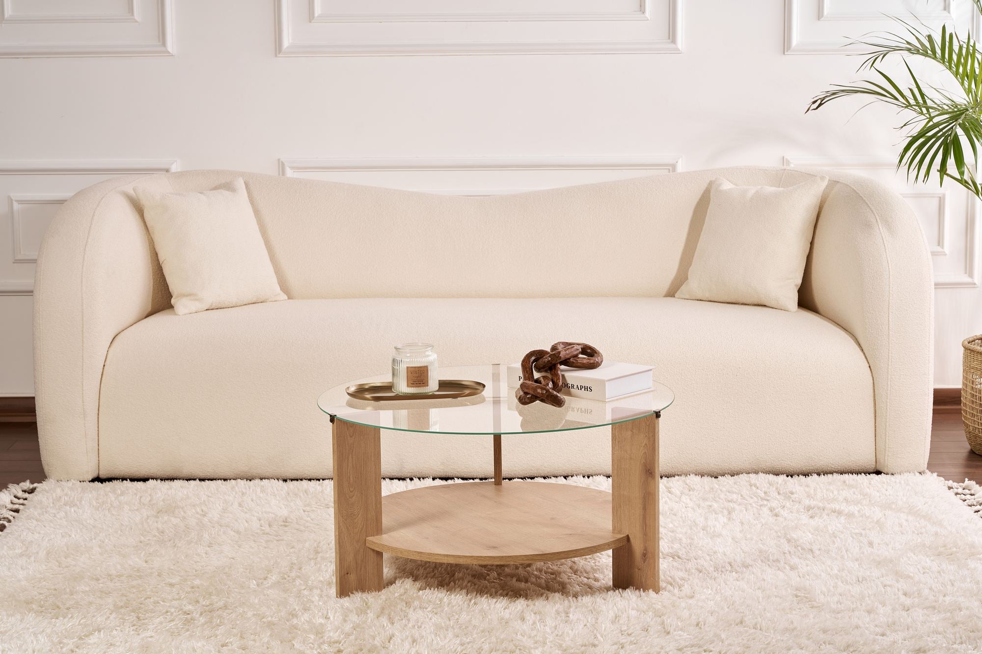 Clara - Coffee Table - Sapphire Oak/Clear