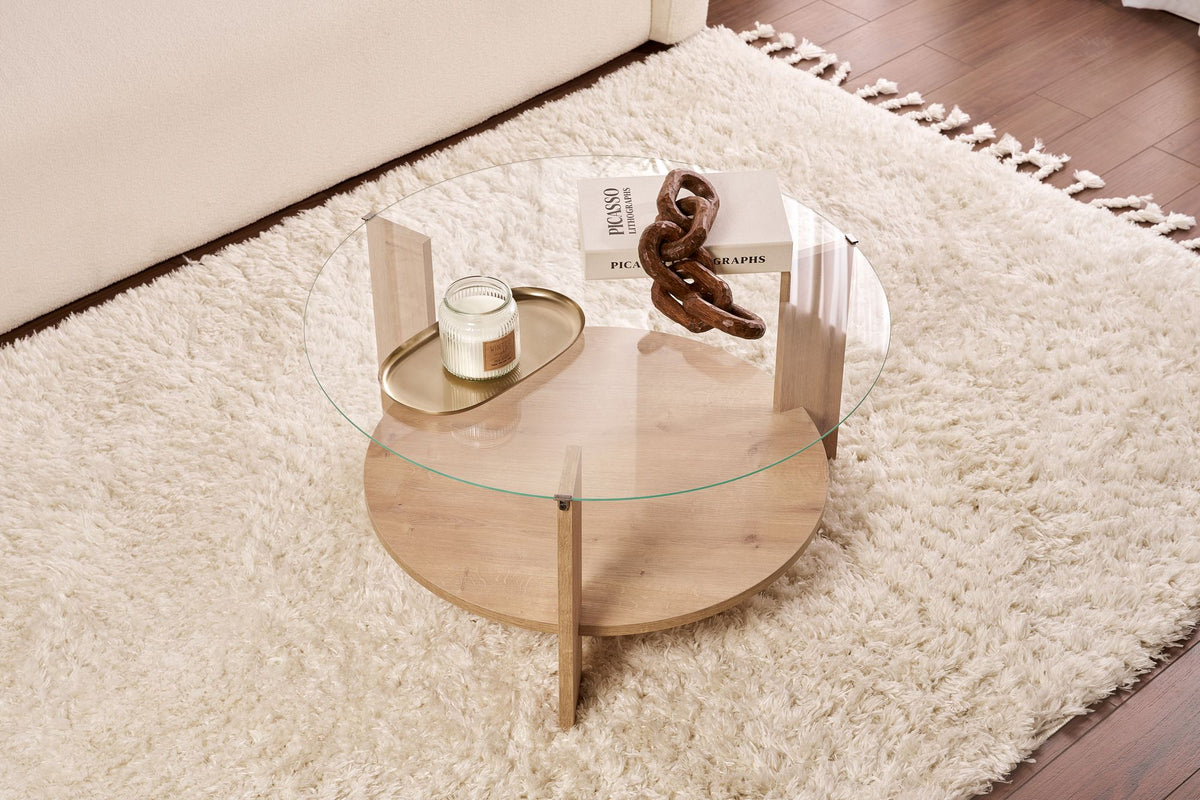 Clara - Coffee Table - Sapphire Oak/Clear