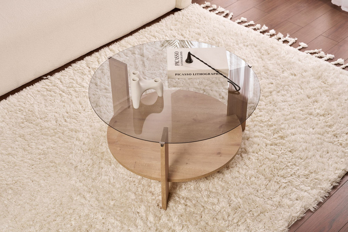 Clara - Coffee Table - Sapphire Oak/Smoked