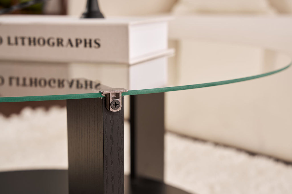 Clara - Coffee Table - Black Wood/Clear