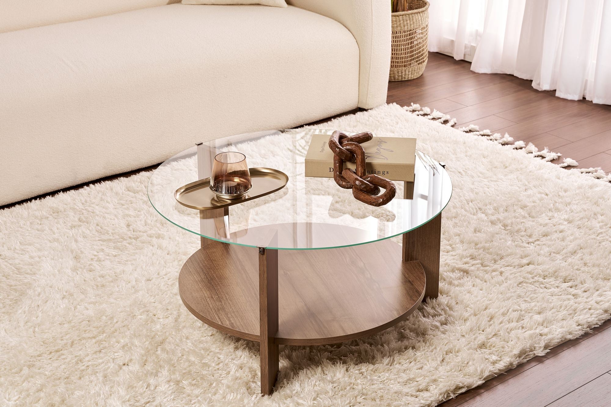 Clara - Table Basse - Venezia Walnut/Transparent