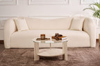 Clara - Coffee Table - Travertine/Transparent