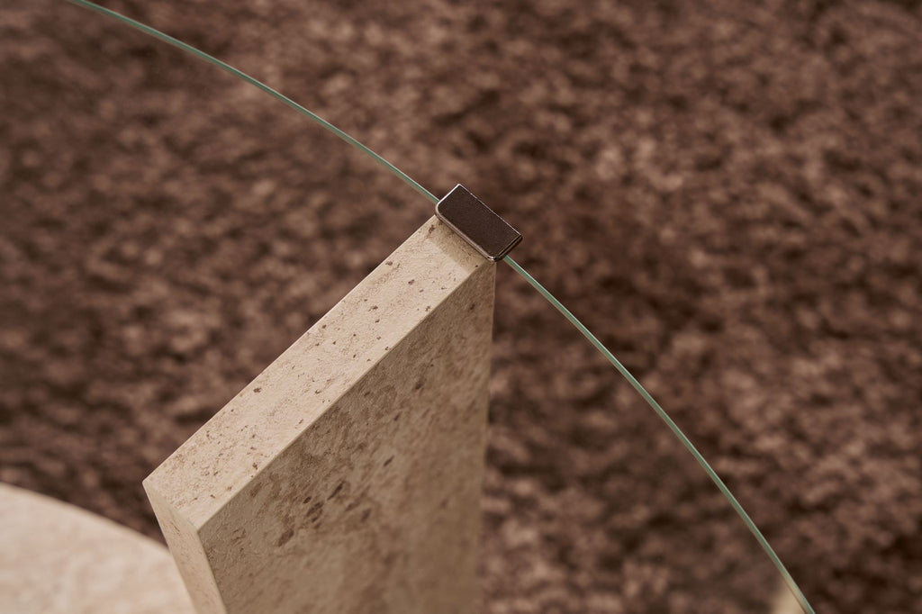 Clara - Coffee Table - Travertine/Transparent