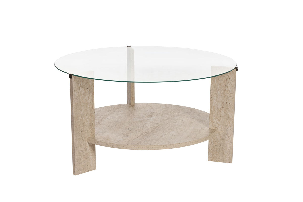 Clara - Coffee Table - Travertine/Transparent