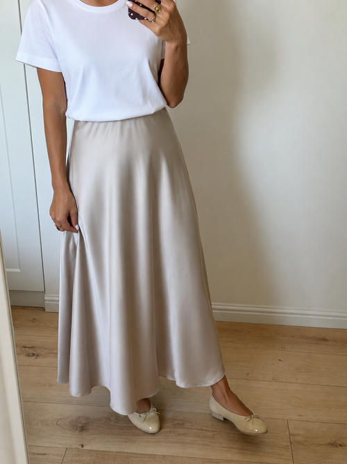 Falda | Beige satinado