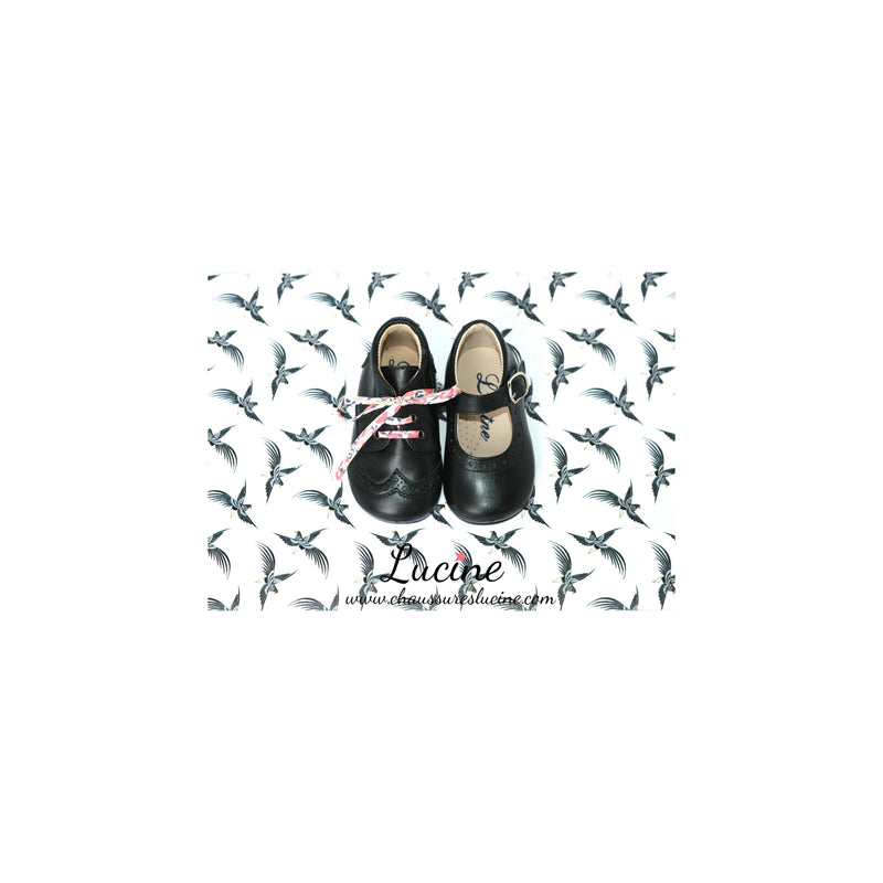 Chaussures Babies Charles Ix Alice À Boucle - Cuir Noir - Fille