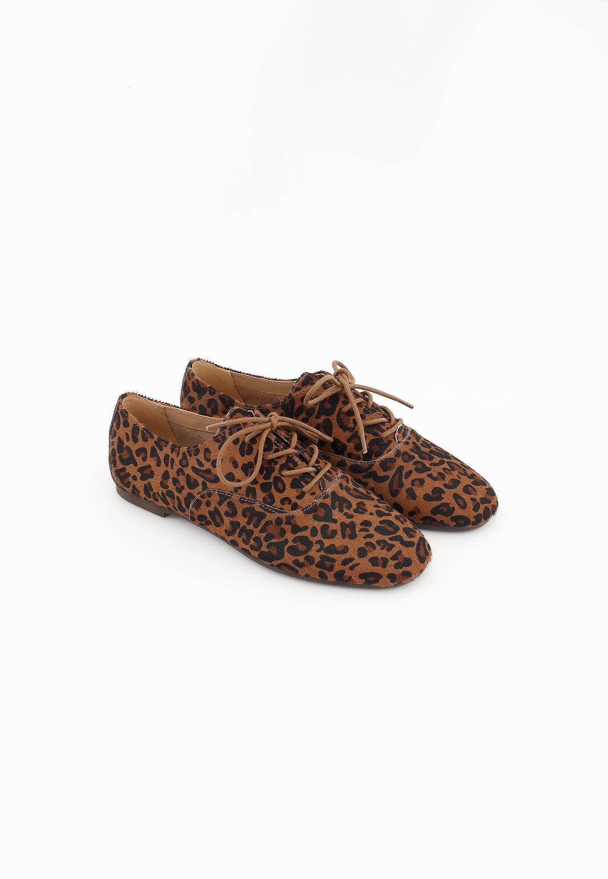 Soline Derby Shoes - Brown Leopard