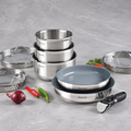 Sauter - Stapelbart Kärlset Med Non-Stick Och Avtagbart Handtag 6 Delar - Rostfritt Stål Med Beläggning - Silver
