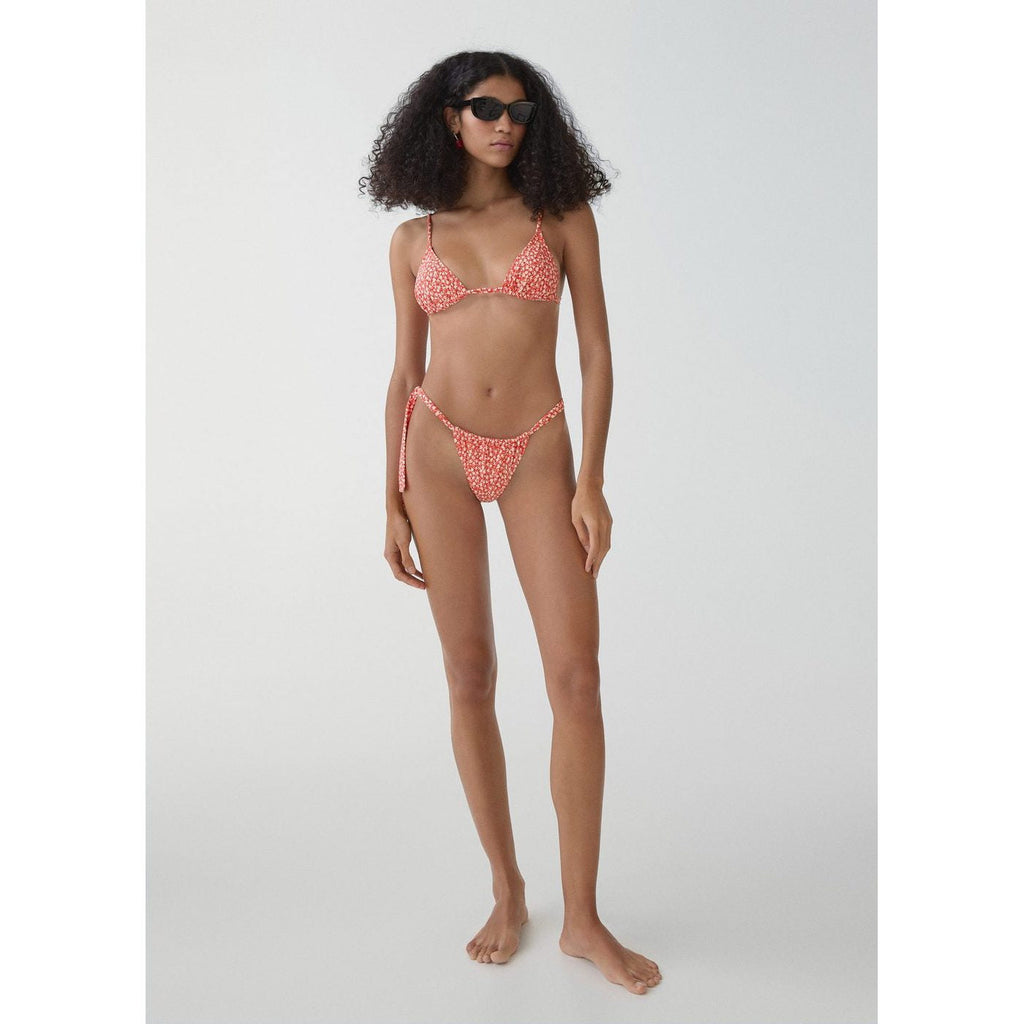 Culotte Bikini Classique Fleurie - Red