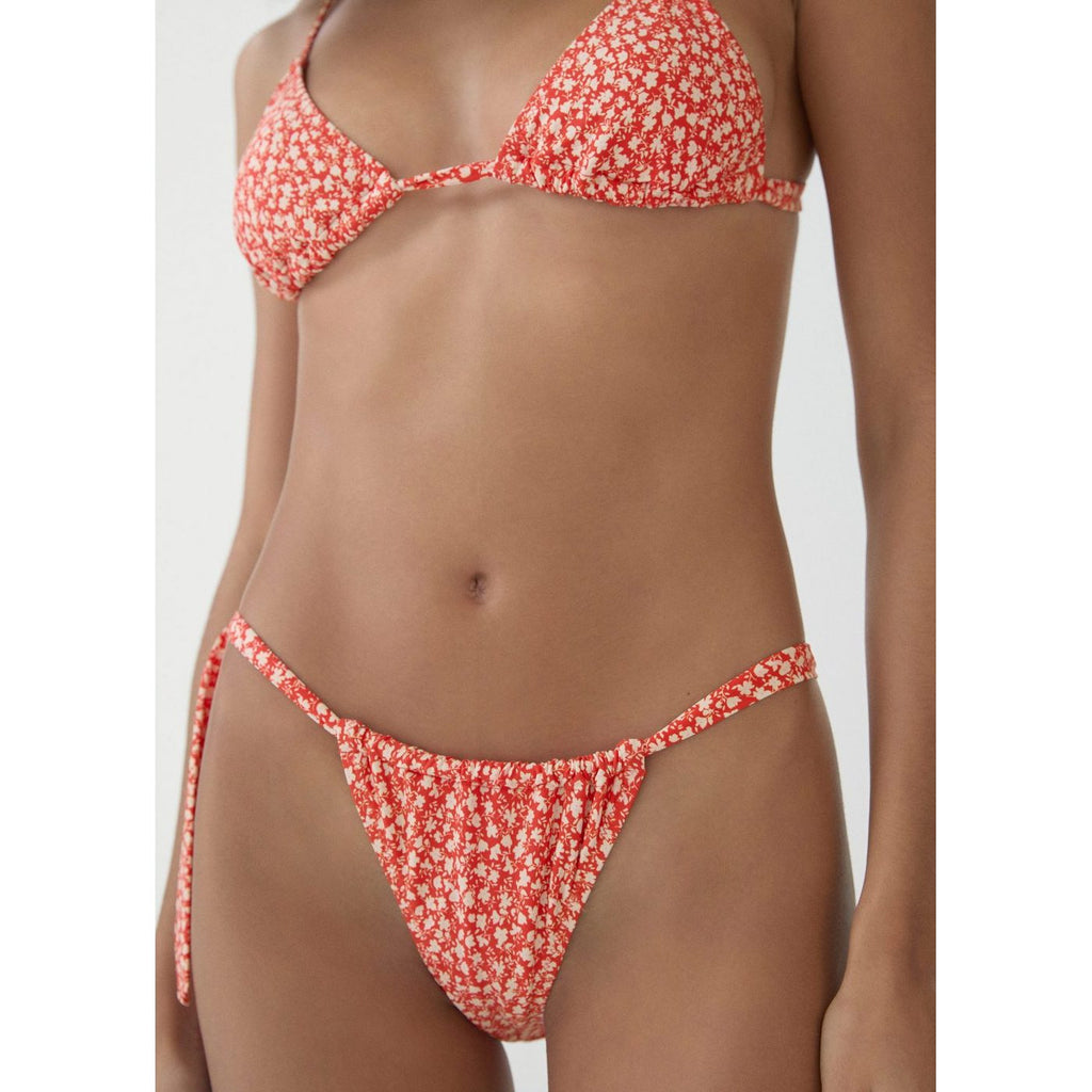 Culotte Bikini Classique Fleurie - Red